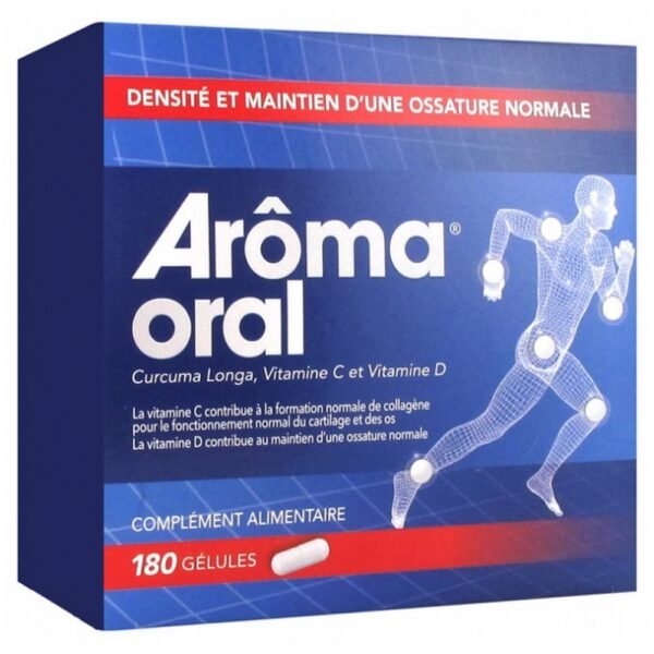 Mayoly Spindler Arôma Oral 180 Capsules is a dietary supplement that is particularly recommended to promote the density and maintenance of a normal bone structure, formulated with bio-optimized extract of Curcuma Longa, vitamin C and vitamin D.