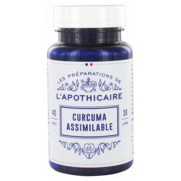 Les Préparations de l'Apothicaire Assimilable Turmeric 40 Capsules is a food supplement based on Turmeric which contains natural antioxidants. It contributes to the health of joints and to the good functioning of the gastro-intestinal and hepatic system.