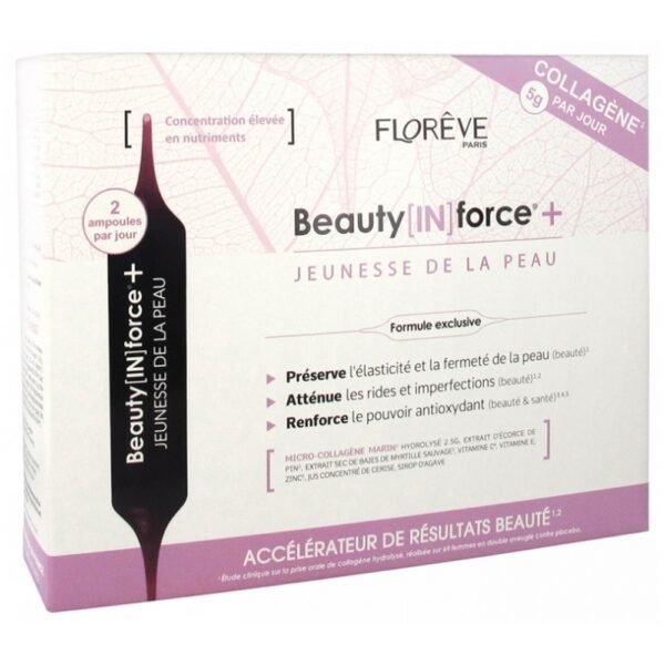 Florêve Beauty IN Force + Skin Youthfulness 14 Phials is a dietary supplement with exclusive formula and high concentration of nutrients. I