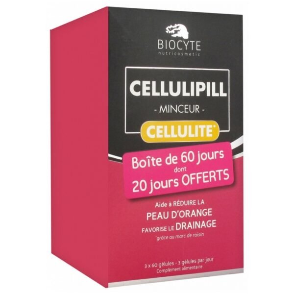 Biocyte Cellulipill Slimness Cellulite 180 Capsules helps diminish the orange peel effect and helps to reduce unsightly "pads" that it causes.