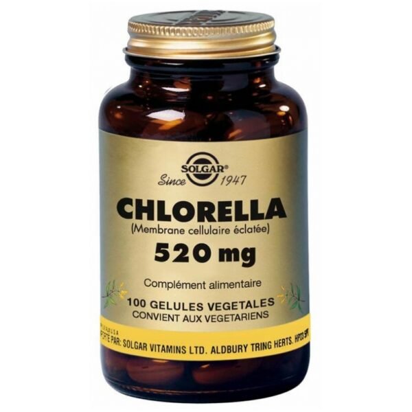 Solgar Chlorella 520mg 100 Vegetable Capsules is a food complement.