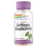 Solaray Griffonia Simplicifolia 60 Vegetable Gel-Caps is a food supplement with L 5 -H T P (L-5-hydroxy-tryptophan), from Griffonia.