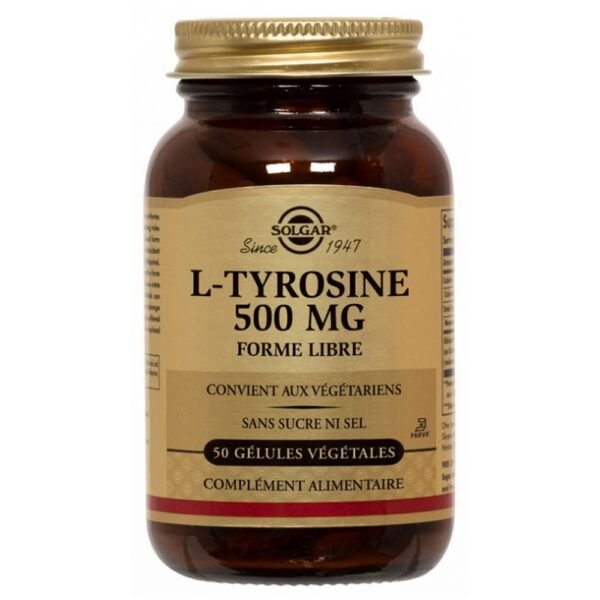 Solgar L-Tyrosine 500mg Vegetable Capsules free form is a food complement.
