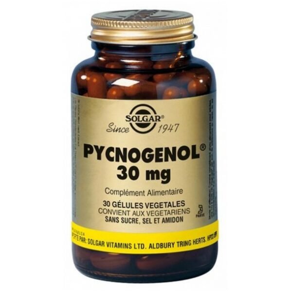Solgar Pycnogenol 30 мг 30 растительных капсул является пищевой добавкой.