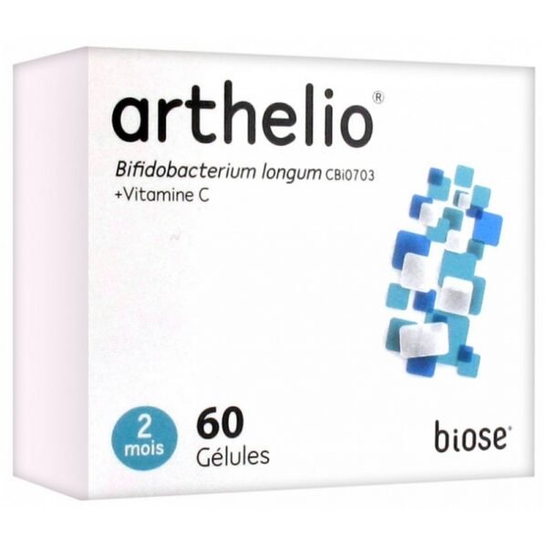 Biose Arthelio 60 Capsules is a food supplement in form of capsule based of Bifidobacterium Longum and of Vitamin C.