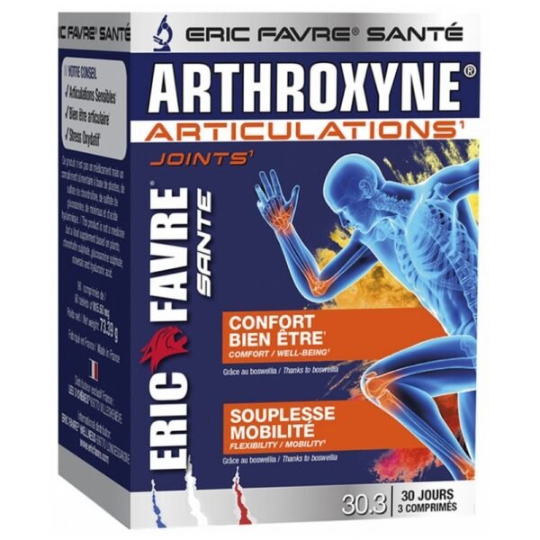 Eric Favre Arthroxyne 90 Tablets is a food supplement containing a high dosed complex of chondroitin and glucosamine reinforced by harpagophytum, boswellia, bromelain, hyaluronic acid, potassium and selenium.