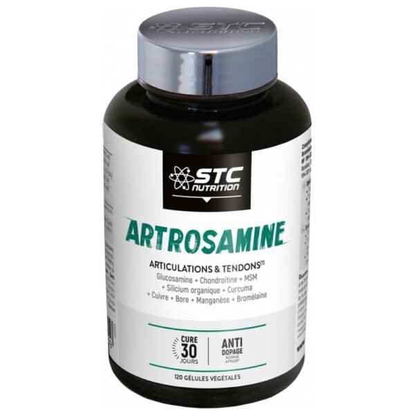 STC Nutrition Artrosamine 120 Capsules is a food supplement with Glucosamine, Chondroitin, MSM, Turmeric, Bamboo Extract, Bromelain, Vitamin C and E, Manganese, Copper and Boron for a better resistance of joints and for a better flexibility of tendons, for athletes.