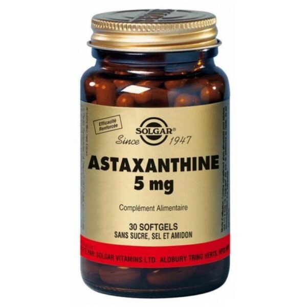 Solgar Astaxanthin 5mg 30 Softgels is a food supplement.