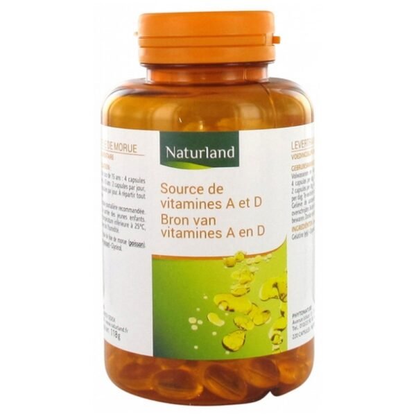 Naturland Cod Liver Oil 220 Capsules is a food supplement that brings all the benefits of cod liver oil without bad flavor.