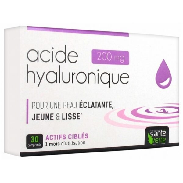 Santé Verte Hyaluronic Acid 200 мг 30 таблеток - это пищевая добавка на основе цинка и вещества с пищевой и физиологической целью.