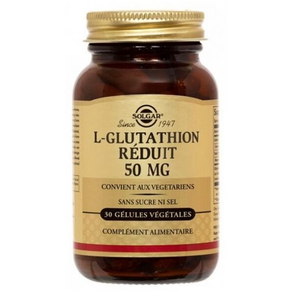 Solgar L-Glutathion 50mg 30 Vegetable Capsules is a food supplemement.