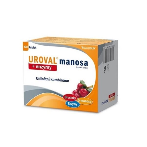 The Uroval mannose plus enzymes supplement contains a combination of cranberry extract