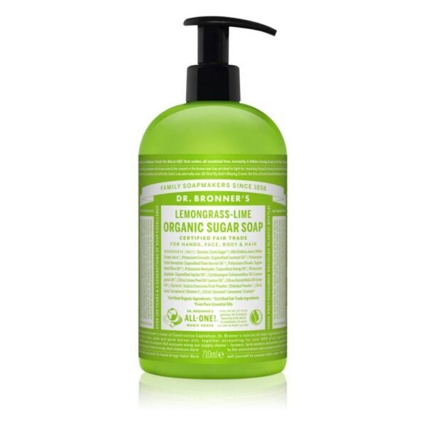 Жидкое мыло Lemongrass Lime от Dr. Bronner для тела и волос освежает кожу и волосы, оставляя после себя прекрасный цитрусовый аромат.