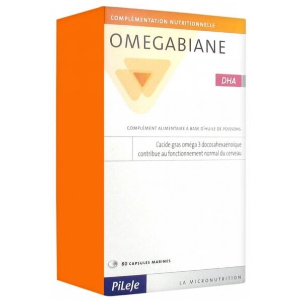 Pileje Omegabiane DHA 80 Marine Capsules is a food supplement in form of capsules based of fish oil.