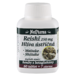 The product contains high-quality extracts of oyster mushrooms, shiitake, maitake and reishi, which favorably support the immune system and contribute to the normal function of the circulatory system. These fungi are a source of betaglucans , with a total minimum content of 126 mg per daily dose (2 tablets) .