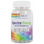 Solaray Spectro Energy Multi-Vita-Min 60 Vegetable Gel-Caps is a complete food supplement that combines a broad spectrum of ingredients, including vitamins, minerals, lutein, lycopene, CoQ10, alpha lipoic acid, hyaluronic acid, enzymes as well as plants and green herbs.