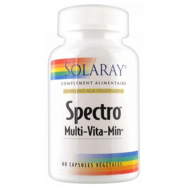Solaray Spectro Multi-Vita-Min 60 Vegetable Gel-Caps is a food supplement whose formula contains multi-vitamins and minerals.
