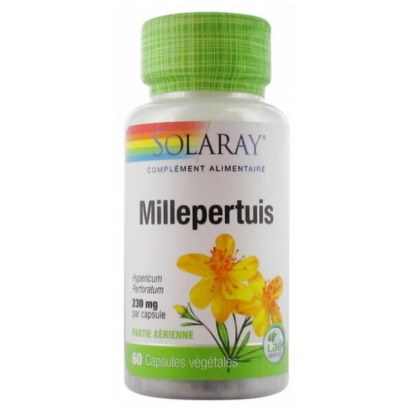 Solaray St John's Wort 60 Vegetable Gel-Caps is a food supplement with a standardized 230mg St. John's wort extract with a guaranteed content of 0,3% in hypericin and 3% in hyperforin.