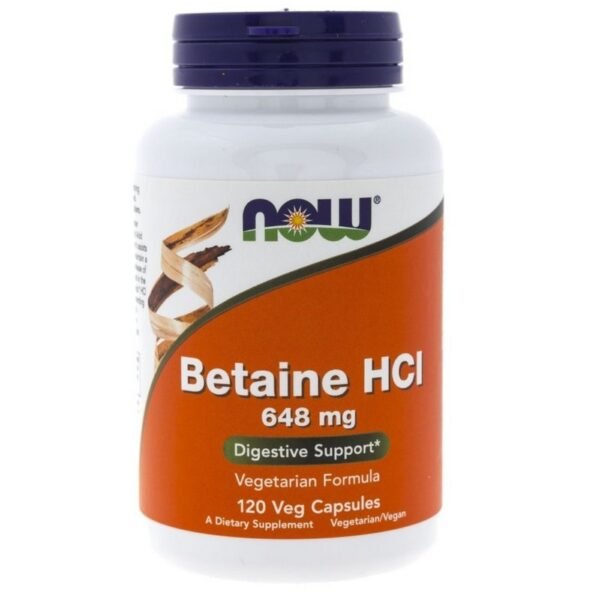 NOW FOODS® Betaine HCl is formulated to support healthy digestive conditions in the stomach. Hydrochloric acid (HCl) is normally produced in the stomach