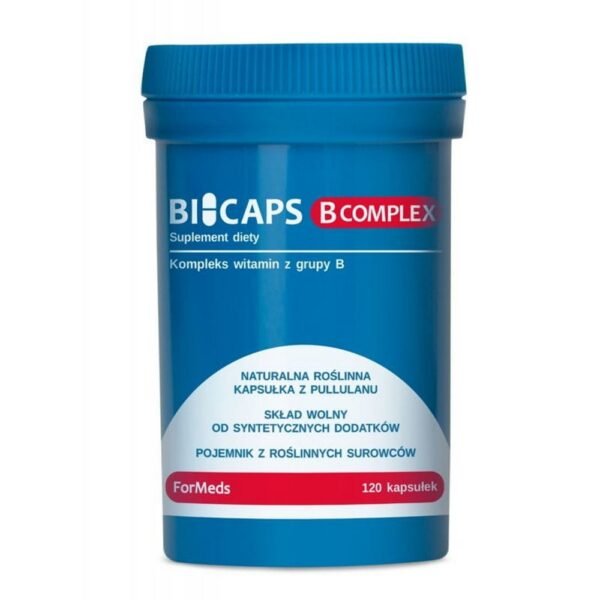 Bicaps B Complex is a dietary supplement recommended for supplementing the daily diet with B vitamins. The product is suitable for vegetarians and vegans.
