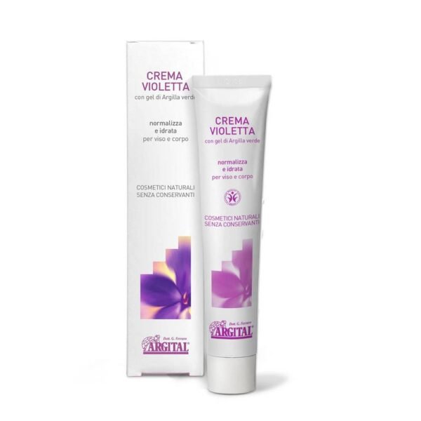 A light cream with violet extracts cares for delicate skin prone to allergies