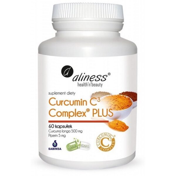 Dietary supplement Aliness curcumin C3 Complex PLUS in capsules is a preparation containing natural extract of turmeric and black pepper. This product is recommended to all people who want to supplement their daily diet with the above substances. Curcumin is one of the most valued plants in the world