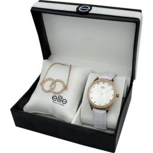 A set of women's watches and bracelets Elite Models E55072-801. Leather belt and elegant bracelet.