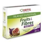 Fruits and Fibers Ortis is a food supplement which comes in the form of small fruit cubes enriched in fibers which facilitate the good functioning of the intestinal transit.