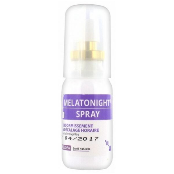 A spray that helps fall asleep and reduce the effects of jet lag . Contains 1mg of melatonin