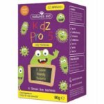 Dietary supplement Natures Aid Kidz Pro-5 contains live bacteria. The preparation is suitable for vegans. Suitable for use in antibiotic therapy and problems with the digestive system.