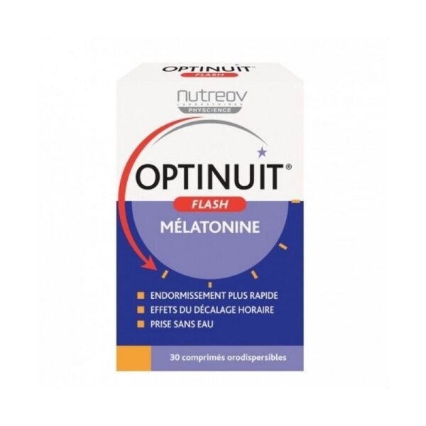 Optinuit Flash is a food supplement that helps you fall asleep and reduces the effects of jet lag .