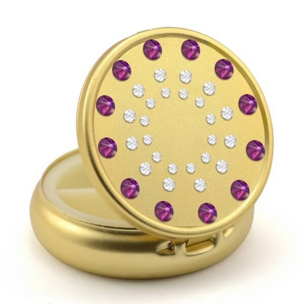 Pill Box in Gold Color with Swarovski Crystals Sun Design PCS-5.6G