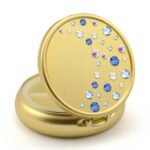Pill Box in Gold Color with Swarovski Crystals Waterfall Design PCS-7.2G