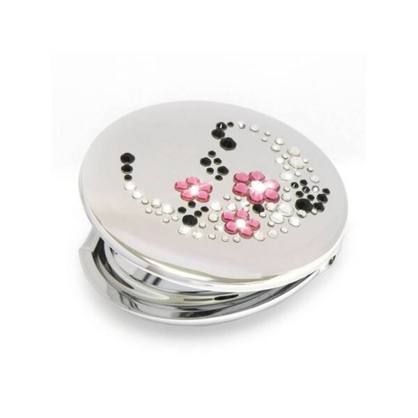 Карманное зеркало «Pink Flowes I», выполненное вручную с элементами SWAROVSKI®, идеально подходит для вашего кошелька или в подарок