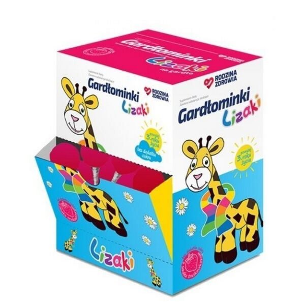 Family Health Gardłominki is a dietary supplement with a delicious strawberry flavor and no added sugar (isomalt and steviol glycosides were used as sweeteners). The ingredients of the product are herbal extracts that have been specially selected for a soothing effect on the throat and vocal cords.