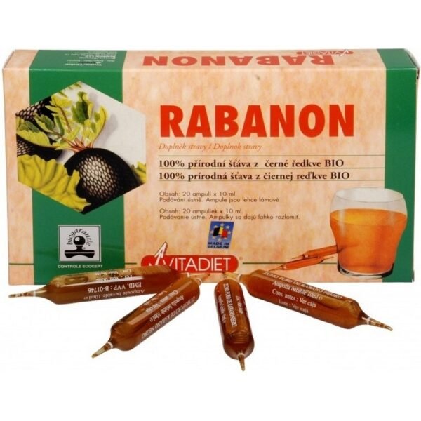 Rabanon Vitadiet is a dietary supplement composed of 100% black radish juice