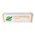 Lemon-flavored effervescent tablets containing calcium