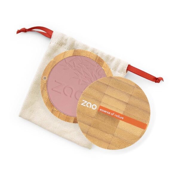 A compact natural blush in an elegant bamboo case