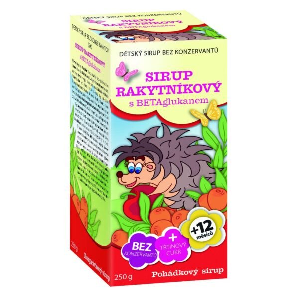 Herbal syrup for children contains beta-glucan and sea buckthorn juice. Sea buckthorn contributes to the natural defenses