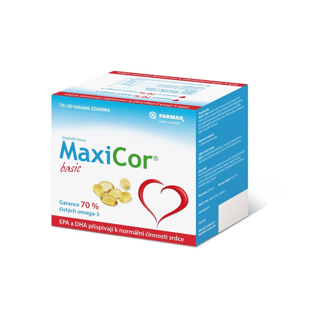 farmax maxicor basic 90 Gelatin capsules with quality oil from selected sea fish, which will supply your body with the necessary omega-3 unsaturated fatty acids.