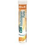 GS Multivitamin effervescent with minerals Forte is a multivitamin drink containing vitamins and minerals with an orange flavor .