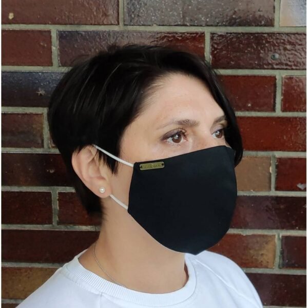 Face Mask Black Washable Reusable Cotton Protective Fashion Mask Homemade with Elastic Band.