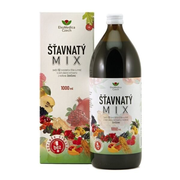 A mixture of 12 fruit juices and puree with the addition of ginseng root extract.