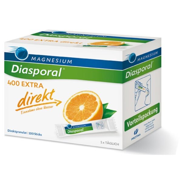 Dietary supplement with magnesium. Direct granules with natural orange fruit powder.