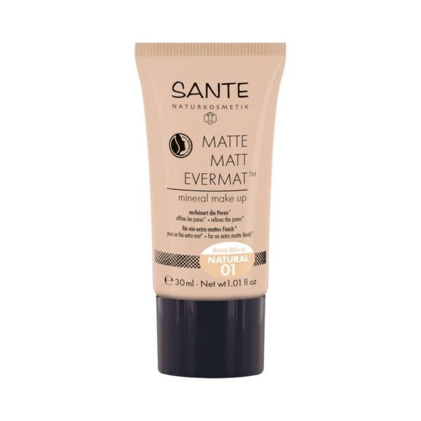 SANTE cosmetics in light tones with a warm shade provide light coverage