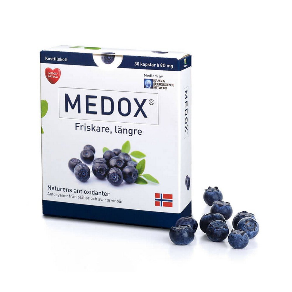 medox 30 Food supplement made from wild Scandinavian blueberries and black currants.