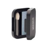 The eyeshadow has an azure shade with a slight silvery sheen.