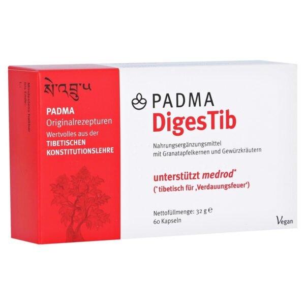 Dietary supplement with pomegranate seeds and aromatic herbs.