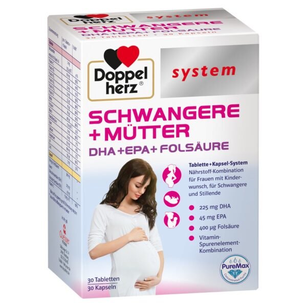 Dietary supplement with DHA + EPA + folic acid.