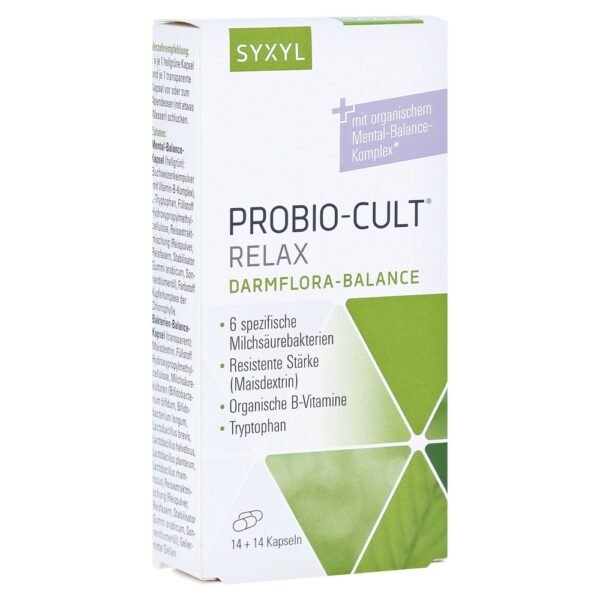 Food supplements. Supports the intestinal flora in keeping psychobiotic active microorganisms in their natural balance.